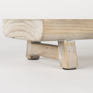 Mercana Carver Set of 2 Rustic Elevated Wooden Trays – Stylish Organizers for Home Décor & Essentials White-washed Wood | Rectangular 70067