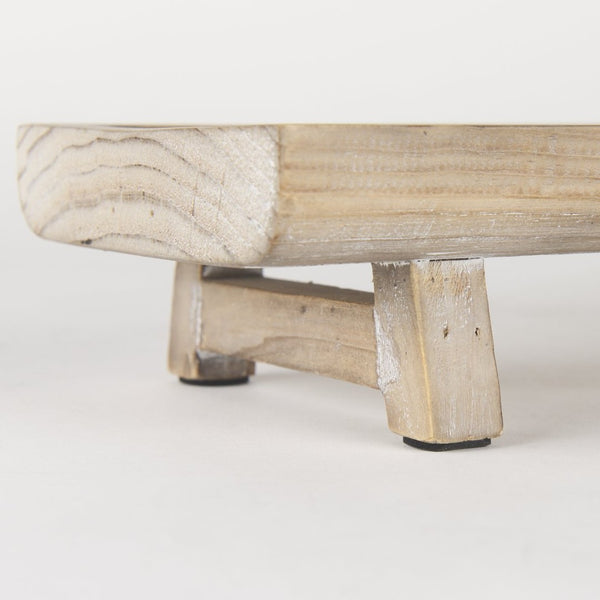 Mercana Carver Set of 2 Rustic Elevated Wooden Trays – Stylish Organizers for Home Décor & Essentials White-washed Wood | Rectangular 70067