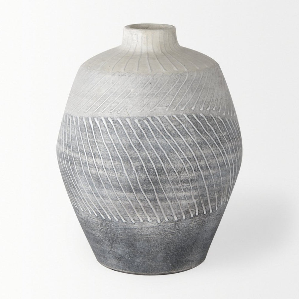 Mercana Blume Ceramic Vase – Elegant Off-White & Gray Textured Design for Contemporary Home Decor Ombre | Small 70073