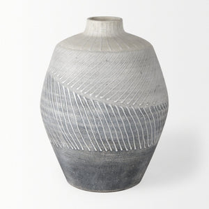 Mercana Blume Ceramic Vase – Elegant Off-White & Gray Textured Design for Contemporary Home Decor Ombre | Small 70073