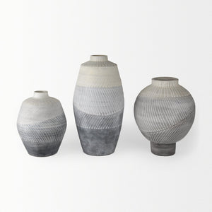 Mercana Blume Ceramic Vase – Elegant Off-White & Gray Textured Design for Contemporary Home Decor Ombre | Small 70073