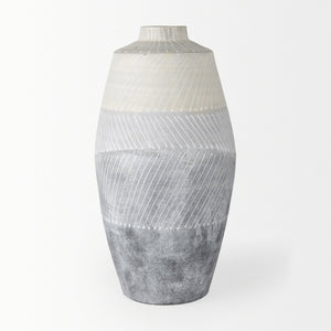 Mercana Blume Ceramic Vase – Elegant Off-White & Gray Textured Design for Contemporary Home Decor Ombre | Large 70074