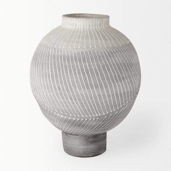 Mercana Blume Ceramic Vase – Elegant Off-White & Gray Textured Design for Contemporary Home Decor Ombre | Medium 70075