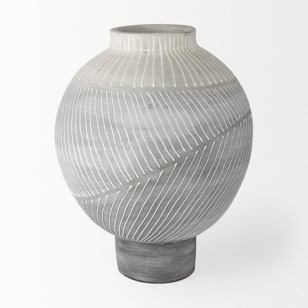Mercana Blume Ceramic Vase – Elegant Off-White & Gray Textured Design for Contemporary Home Decor Ombre | Medium 70075