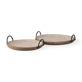 Jamila 16.9L x 16.8W x 43.3H Set of 2 Brown Wooden Tray