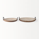 Mercana Jamila 16.9L x 16.8W x 43.3H Set of 2 Brown Wooden Tray 70068