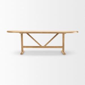 Mercana Viktor Solid Mango Wood Dining Table - Scandinavian Elegance with Oval Top & T-Shaped Legs Design 94" Lt Brown Wood Top | Lt Brown Wood Legs 69956-AB