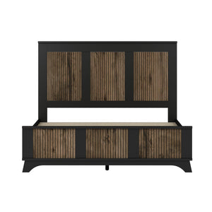 English Elm 4-pieces Farmhouse Queen Bedroom Set with Platform Bed Dresser and Storage Nightstands Black N733S333812B