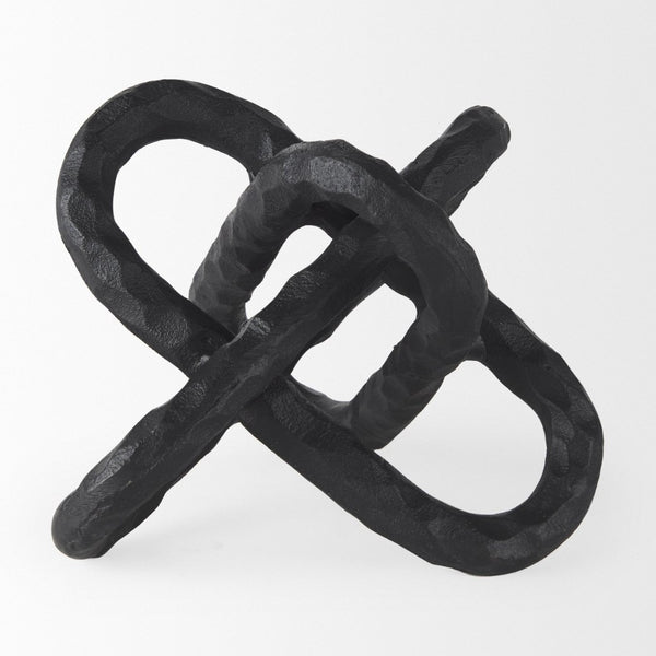 Mercana Wilhelm Industrial Chain-Link Metal Sculpture for Modern Decor, Perfect for Shelves and Tables Black Metal | 7H 67815