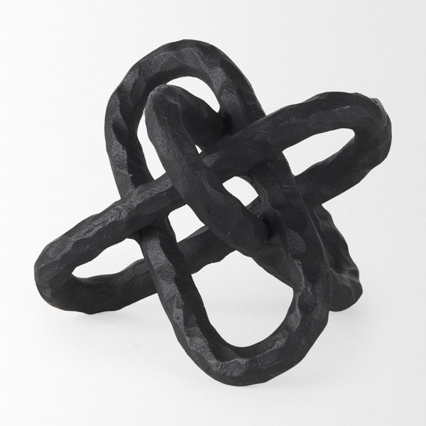 Mercana Wilhelm Industrial Chain-Link Metal Sculpture for Modern Decor, Perfect for Shelves and Tables Black Metal | 7H 67815