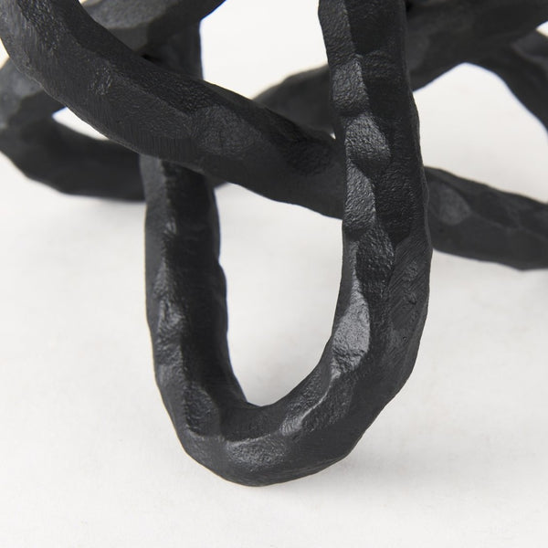 Mercana Wilhelm Industrial Chain-Link Metal Sculpture for Modern Decor, Perfect for Shelves and Tables Black Metal | 7H 67815