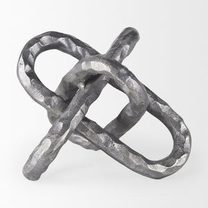 Mercana Wilhelm Industrial Chain-Link Metal Sculpture for Modern Decor, Perfect for Shelves and Tables Silver Metal | 7H 67816