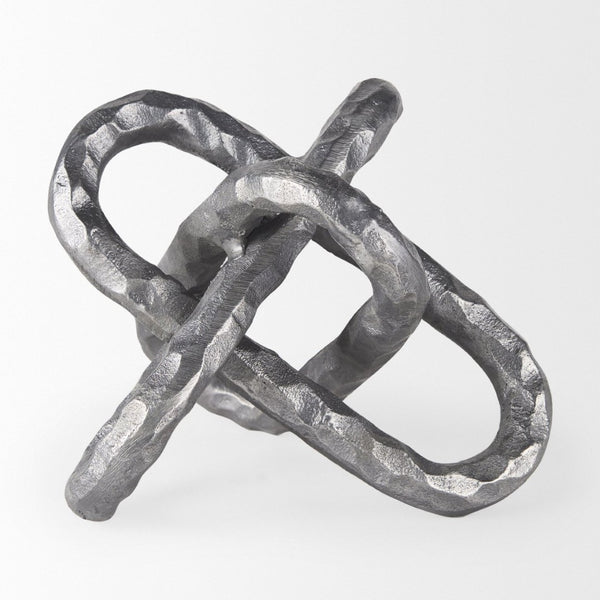 Mercana Wilhelm Industrial Chain-Link Metal Sculpture for Modern Decor, Perfect for Shelves and Tables Silver Metal | 7H 67816