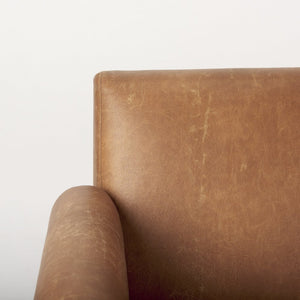 Mercana Ashton Contemporary Leather Accent Chair with Plush Cushioning and Elegant Beech Wood Frame Brown Faux Leather | Light Wood 69820