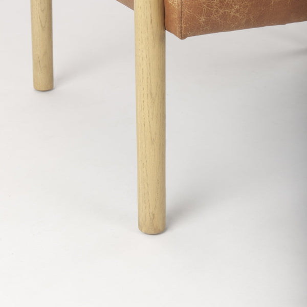 Mercana Ashton Contemporary Leather Accent Chair with Plush Cushioning and Elegant Beech Wood Frame Brown Faux Leather | Light Wood 69820