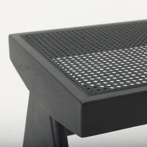 Mercana Arvin Solid Wood Bench with Woven Cane Seat - Versatile Accent for Entryways, Living Rooms & More Black Wood 70069