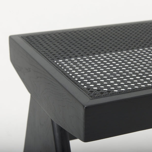 Mercana Arvin Solid Wood Bench with Woven Cane Seat - Versatile Accent for Entryways, Living Rooms & More Black Wood 70069