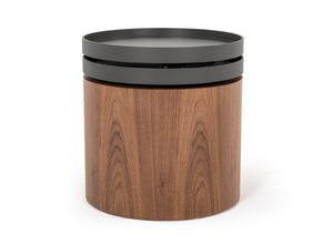 VIG Furniture Bascom Modern Walnut End Table With Swivel Top Tray, Compact Round Side Table 19" X 20" Stylish VGDWJ5677