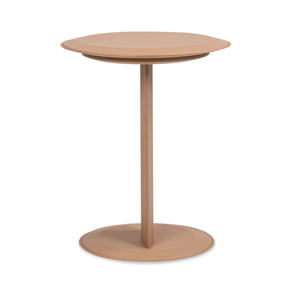 English Elm Jennifer Taylor Home - Mode Saddle Brown 18" Leatherette C-Shape Sofa Side Table — Upholstered, Modern, Easy-Clean Surface B2719P246001
