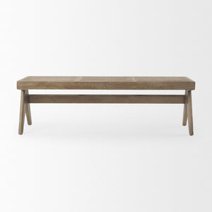 Mercana Arvin Solid Wood Bench with Woven Cane Seat - Versatile Accent for Entryways, Living Rooms & More Brown Wood 70070