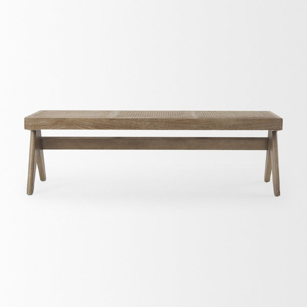 Mercana Arvin Solid Wood Bench with Woven Cane Seat - Versatile Accent for Entryways, Living Rooms & More Brown Wood 70070