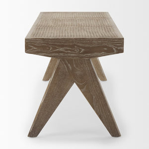 Mercana Arvin Solid Wood Bench with Woven Cane Seat - Versatile Accent for Entryways, Living Rooms & More Brown Wood 70070