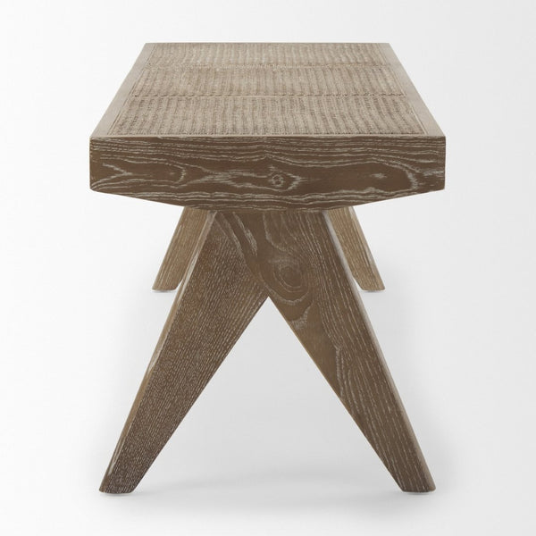 Mercana Arvin Solid Wood Bench with Woven Cane Seat - Versatile Accent for Entryways, Living Rooms & More Brown Wood 70070