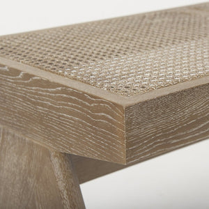 Mercana Arvin Solid Wood Bench with Woven Cane Seat - Versatile Accent for Entryways, Living Rooms & More Brown Wood 70070