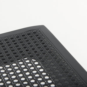 Mercana Arvin Solid Wood Stool with Woven Cane Seat - Classic Design for Versatile Home Décor and Comfort Black Wood 70071