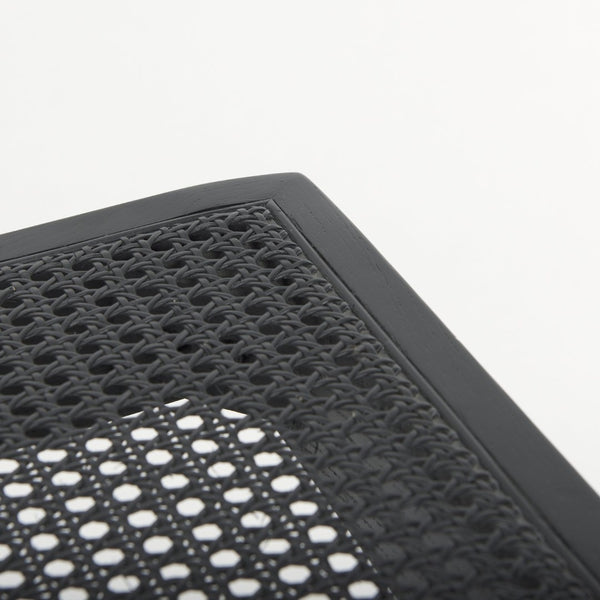 Mercana Arvin Solid Wood Stool with Woven Cane Seat - Classic Design for Versatile Home Décor and Comfort Black Wood 70071