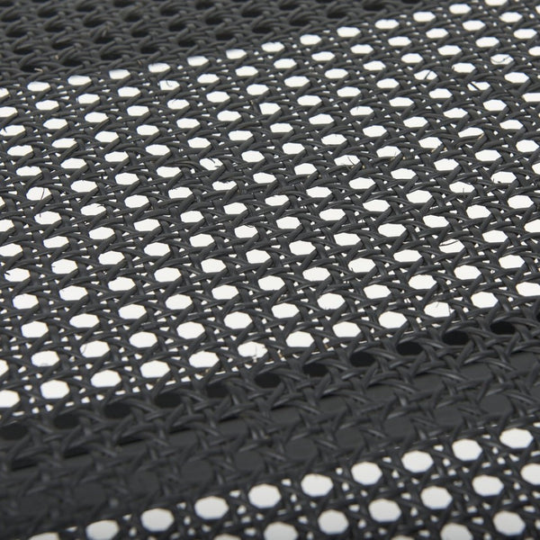 Mercana Arvin Solid Wood Stool with Woven Cane Seat - Classic Design for Versatile Home Décor and Comfort Black Wood 70071