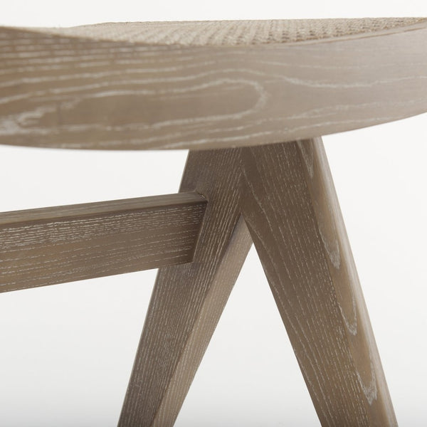 Mercana Arvin Solid Wood Stool with Woven Cane Seat - Classic Design for Versatile Home Décor and Comfort Brown Wood 70072