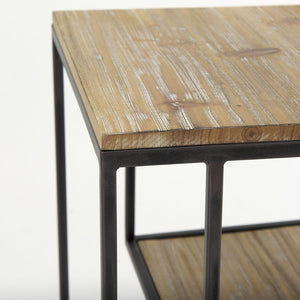 Mercana Ronin Two-Tier Accent Table - Stylish Wood and Metal Design for Modern Living Spaces and Storage Square Wood | Black Metal 70092