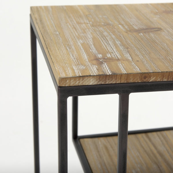 Mercana Ronin Two-Tier Accent Table - Stylish Wood and Metal Design for Modern Living Spaces and Storage Square Wood | Black Metal 70092