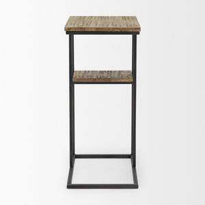 Mercana Ronin Two-Tier Accent Table - Stylish Wood and Metal Design for Modern Living Spaces and Storage Rectangle Wood | Black Metal 70093