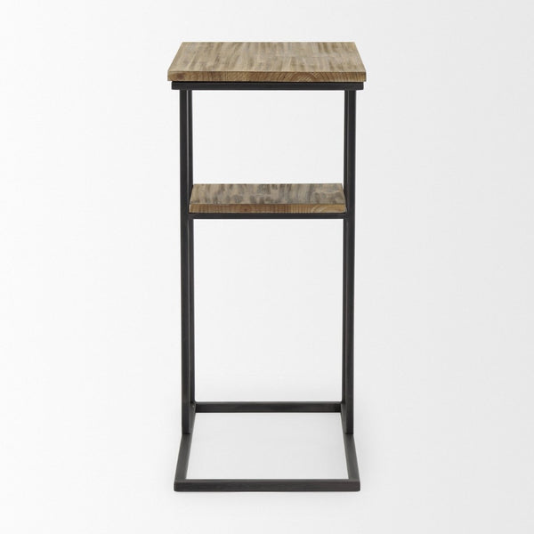 Mercana Ronin Two-Tier Accent Table - Stylish Wood and Metal Design for Modern Living Spaces and Storage Rectangle Wood | Black Metal 70093
