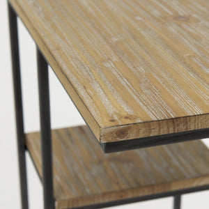 Mercana Ronin Two-Tier Accent Table - Stylish Wood and Metal Design for Modern Living Spaces and Storage Rectangle Wood | Black Metal 70093