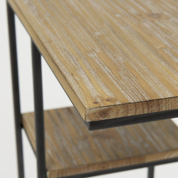 Mercana Ronin Two-Tier Accent Table - Stylish Wood and Metal Design for Modern Living Spaces and Storage Rectangle Wood | Black Metal 70093