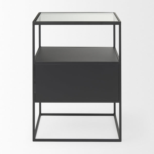 Mercana Samson Minimalist Side Table with Storage Compartment for Modern Living Spaces and Compact Design 70096