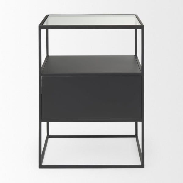Mercana Samson Minimalist Side Table with Storage Compartment for Modern Living Spaces and Compact Design 70096