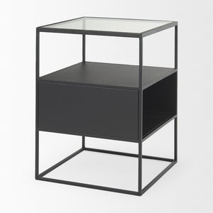Mercana Samson Minimalist Side Table with Storage Compartment for Modern Living Spaces and Compact Design 70096