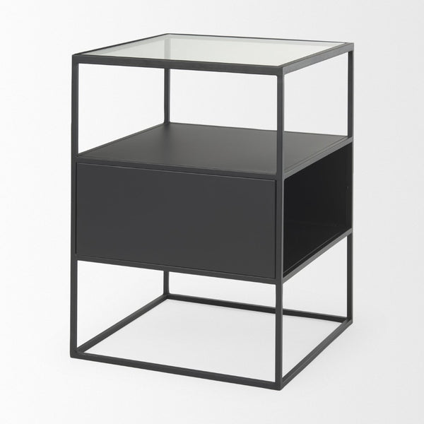 Mercana Samson Minimalist Side Table with Storage Compartment for Modern Living Spaces and Compact Design 70096