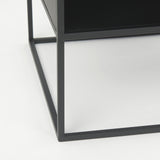 Mercana Samson 15.7L x 15.7W x 21.3H Side Table Matte Black Metal and Glass 70096