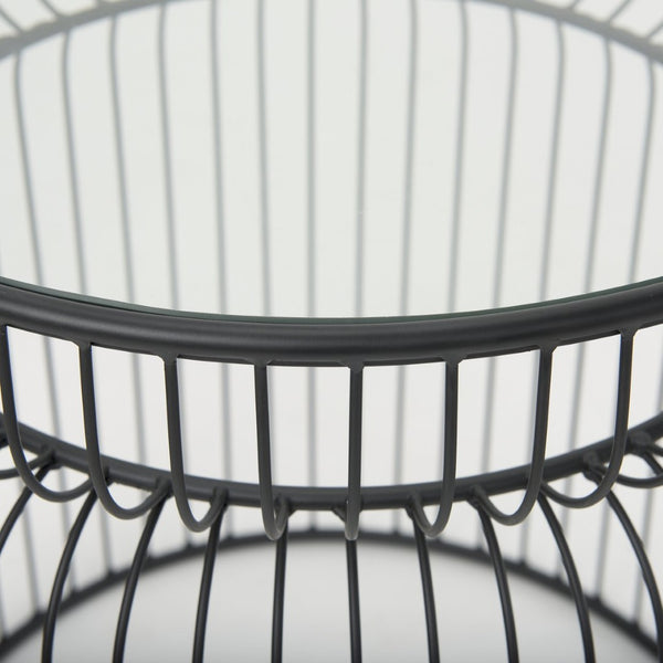 Mercana Shani Modern Round Accent Tables Set of 2 with Stylish Open-Cage Design for Contemporary Spaces 70089