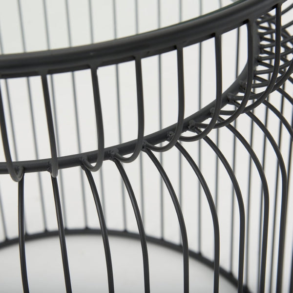 Mercana Shani Modern Round Accent Tables Set of 2 with Stylish Open-Cage Design for Contemporary Spaces 70089