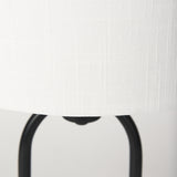 Mercana Sarah 15.0L x 10.0W x 22.2H Arched Black Metal W/Marble Cube and White Shade Table Lamp 69702