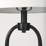 Mercana Sarah 15.0L x 10.0W x 22.2H Arched Black Metal W/Marble Cube and White Shade Table Lamp 69702