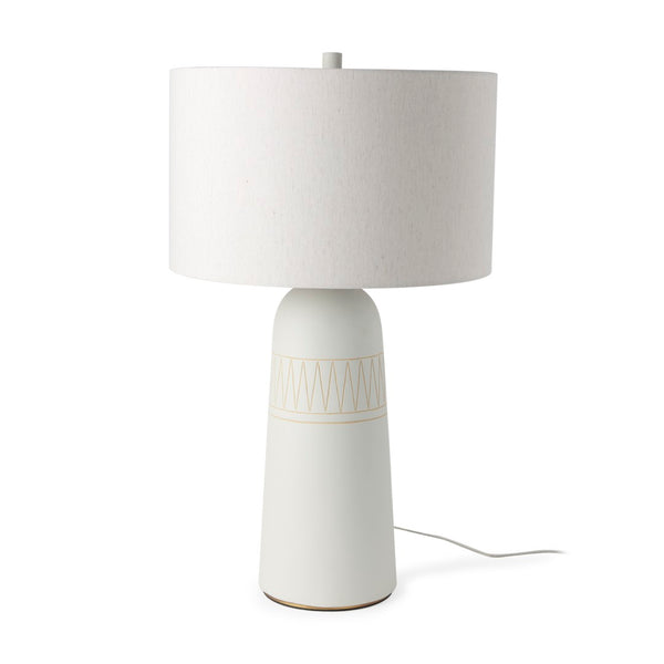 Mercana Javier Modern Ceramic Table Lamp with Elegant Gold Accents for Stylish Ambient Lighting Decor Light Base | Cream Shade 69789