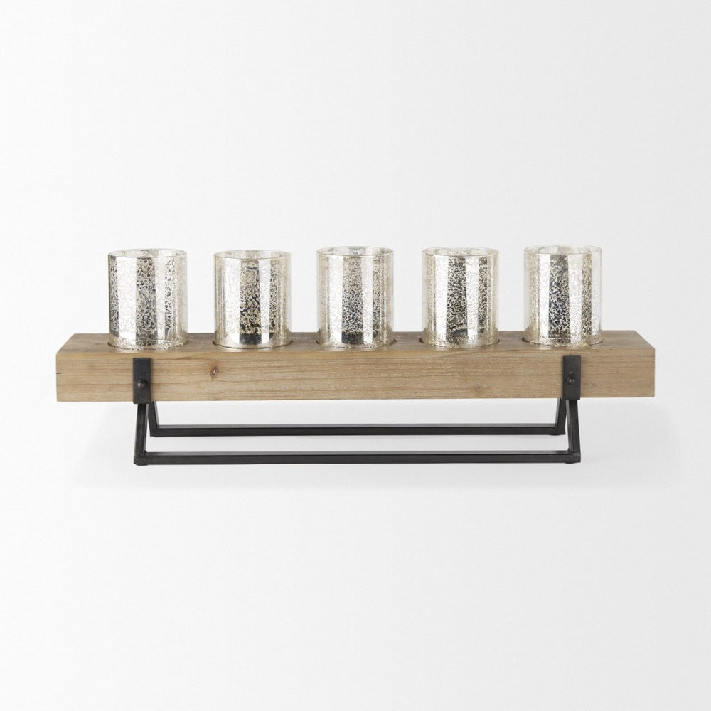 Mercana Benk Five-Cup Candle Holder – Rustic-Modern Centerpiece for Any Room, Perfect for Cozy Ambiance 53085
