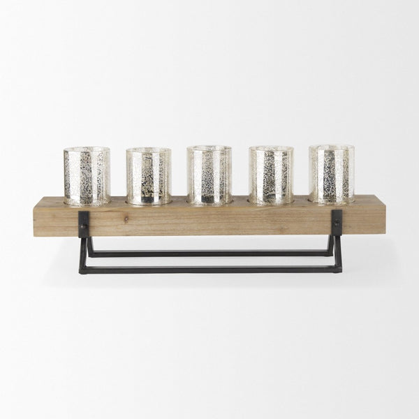 Mercana Benk Five-Cup Candle Holder – Rustic-Modern Centerpiece for Any Room, Perfect for Cozy Ambiance 53085